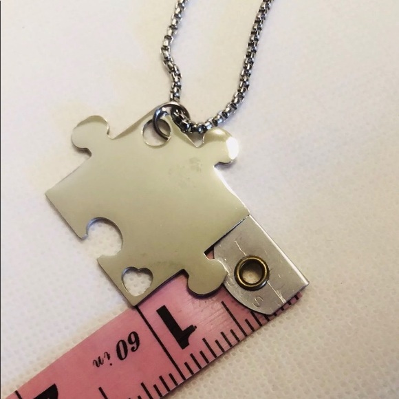 Puzzle Heart Autism Stainless Steel 24” Necklace - Picture 6 of 7
